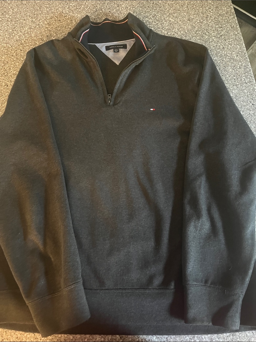 Tommy Hilfiger Men's Black Half-Zip Pullover with Subtle Logo